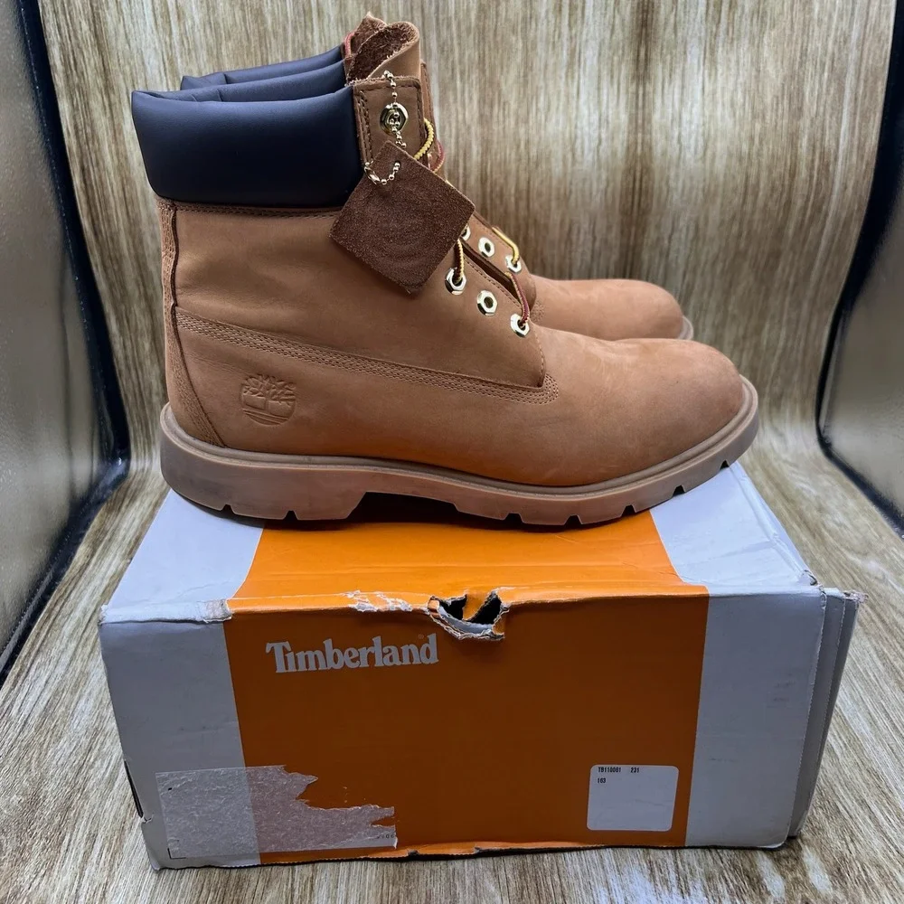 Timberland 6-Inch Premium Waterproof Boots Men's Size 10 Wheat Nubuck Shoes